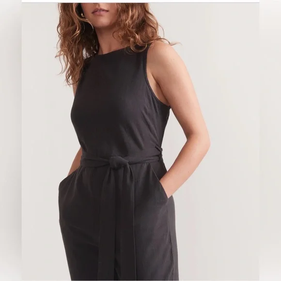 Marine Layer Eloise Belted Black Jumpsuit . Size M - Picture 3 of 14